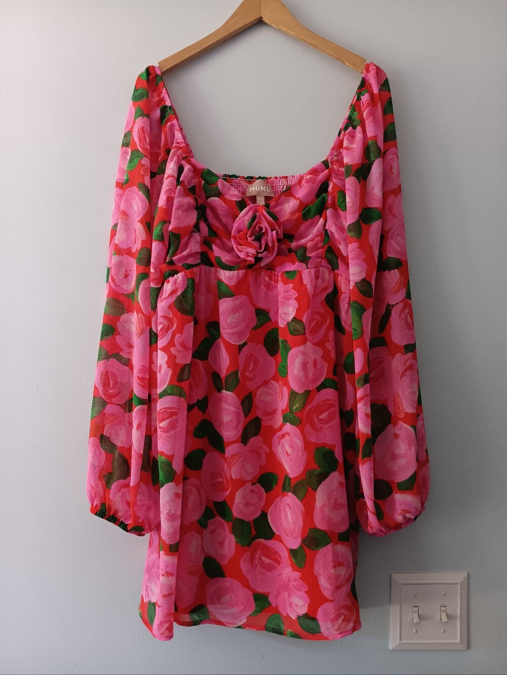 Show Me Your Mumu 3D Flower Bright Floral Long Sleeve Dress XXL